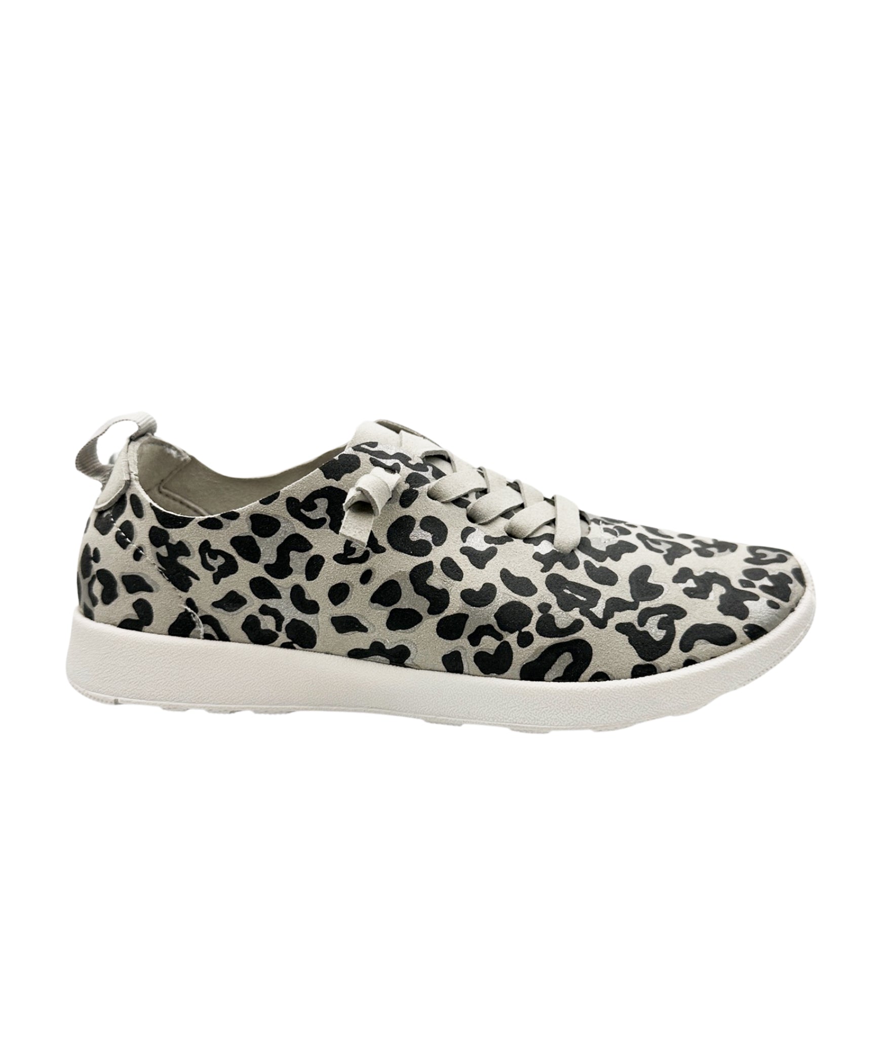 Mayo Sneaker Light Grey Leopard Faux Suede Wide Fit Naughty Monkey