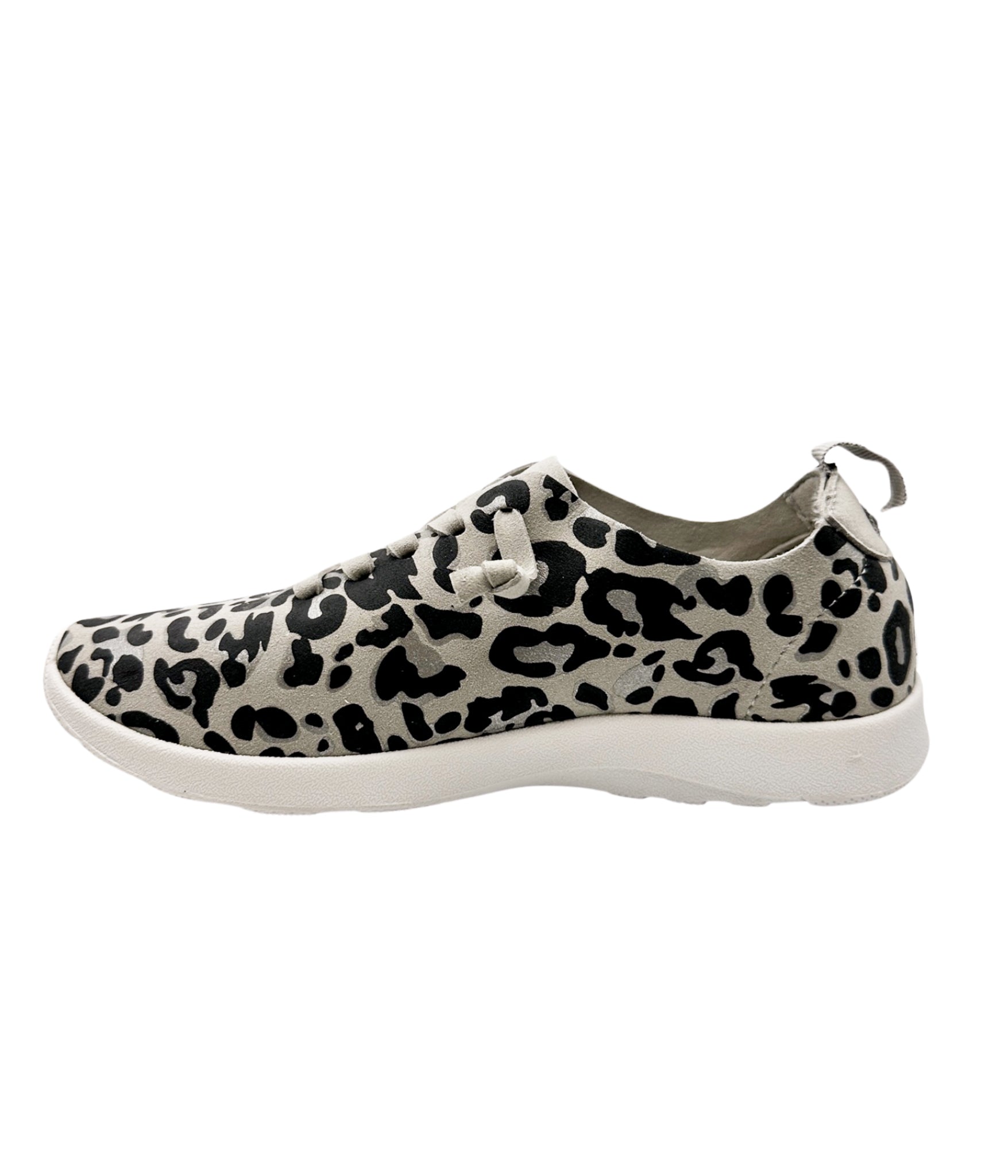 Mayo Sneaker Light Grey Leopard Faux Suede Wide Fit Naughty Monkey