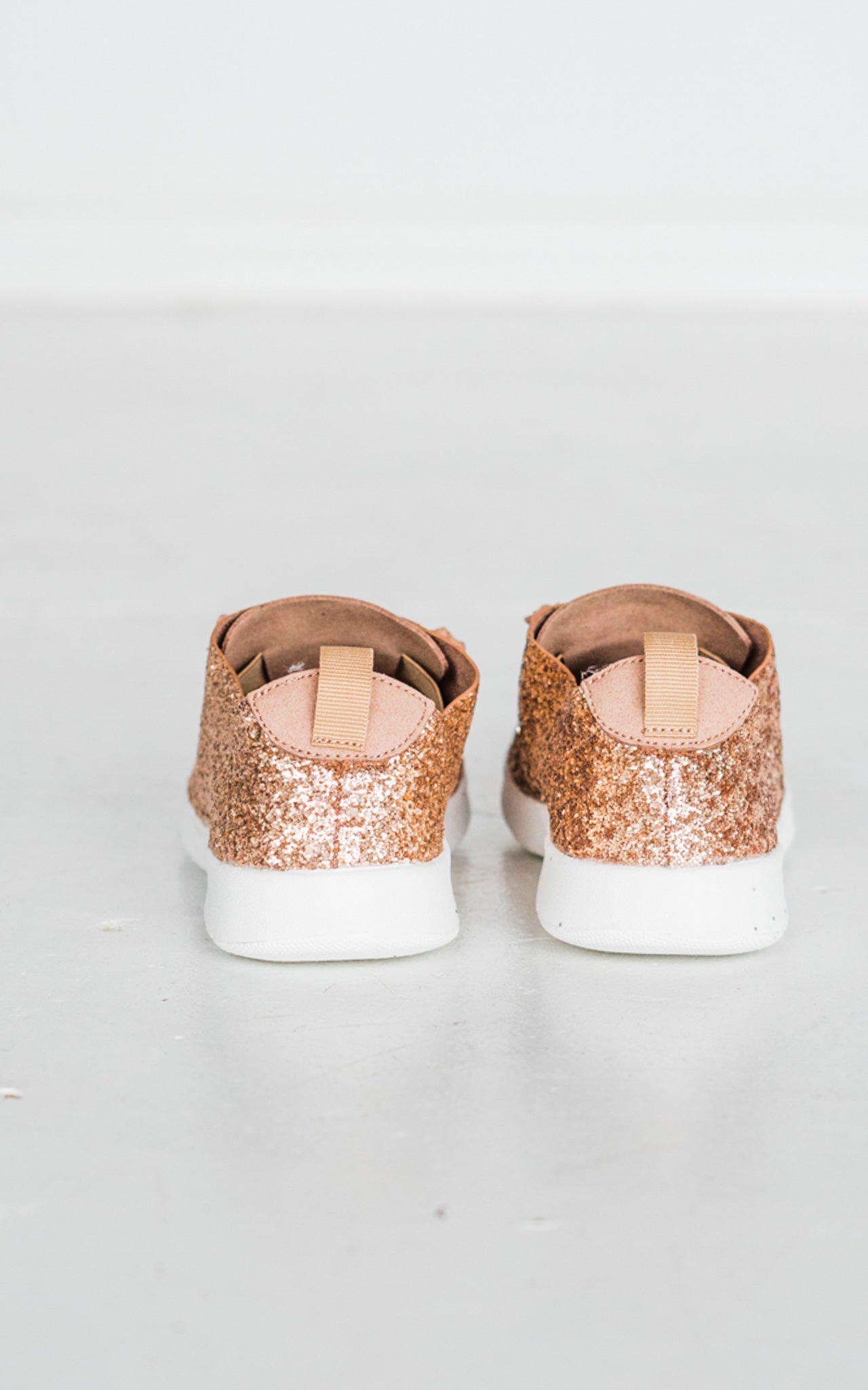 Mayo Glitter Sneaker Rose Gold Wide Fit Faux Leather Laces Naughty Monkey