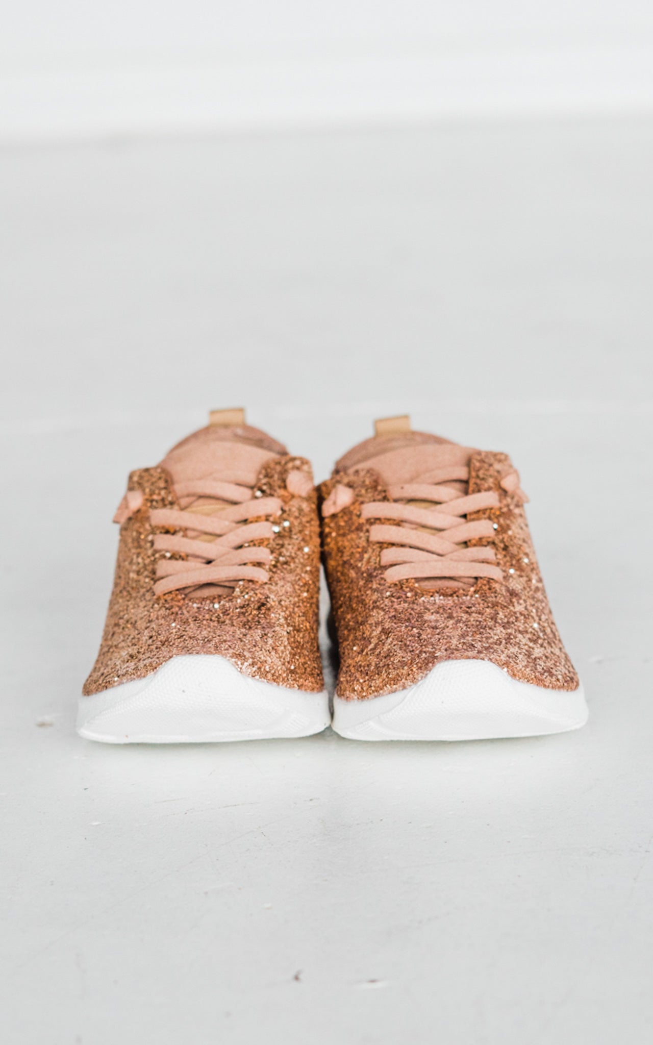 Mayo Glitter Sneaker Rose Gold Wide Fit Faux Leather Laces Naughty Monkey