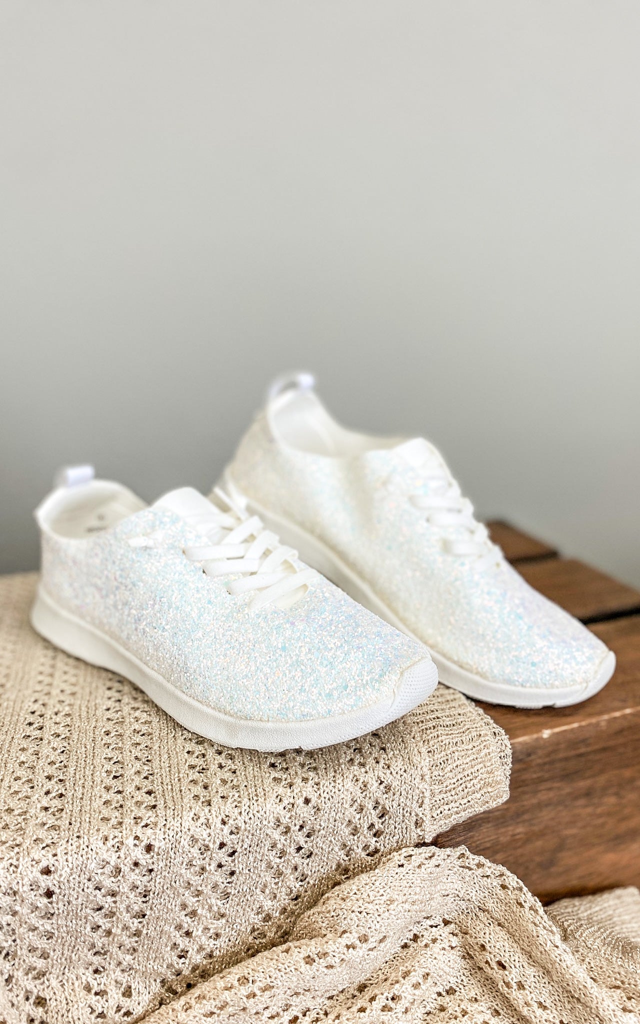 Mayo Glitter Sneakers White Wide Fit Comfort Shoes Naughty Monkey
