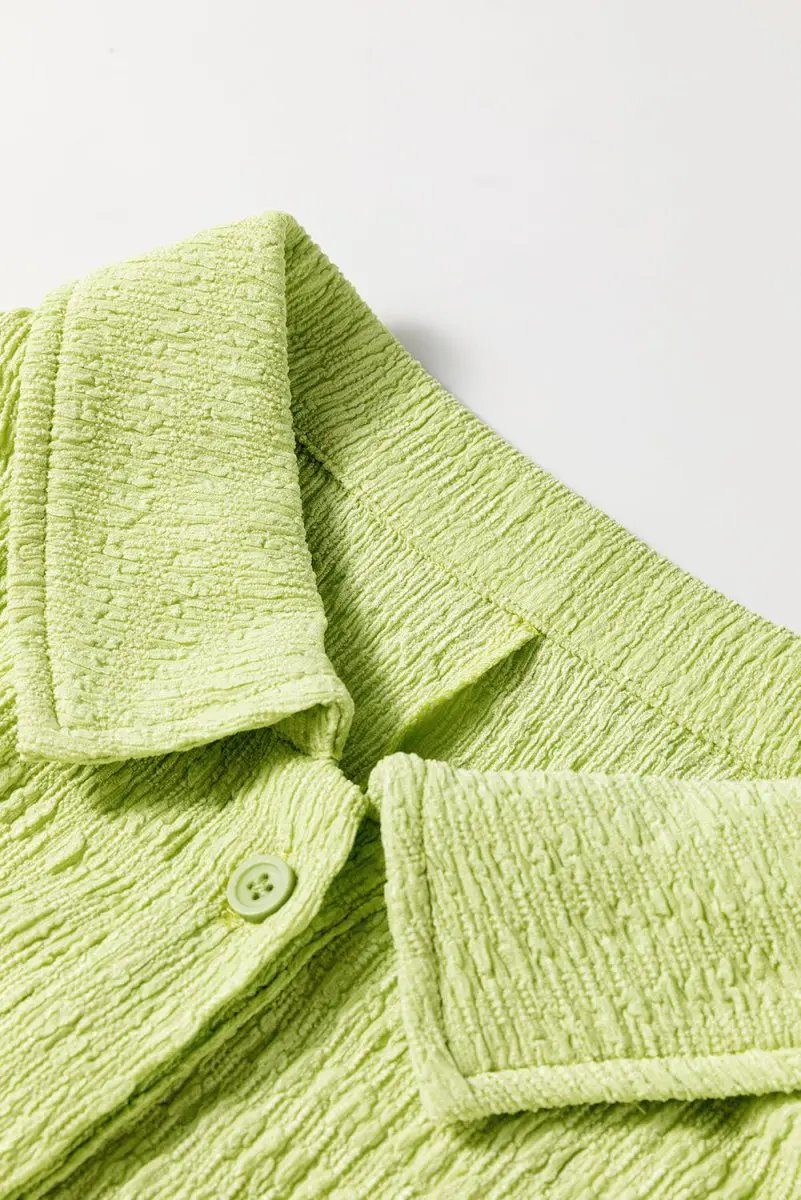 Meadow Mist Green Textured Short Sleeve Pocket Romper - Love Salve 