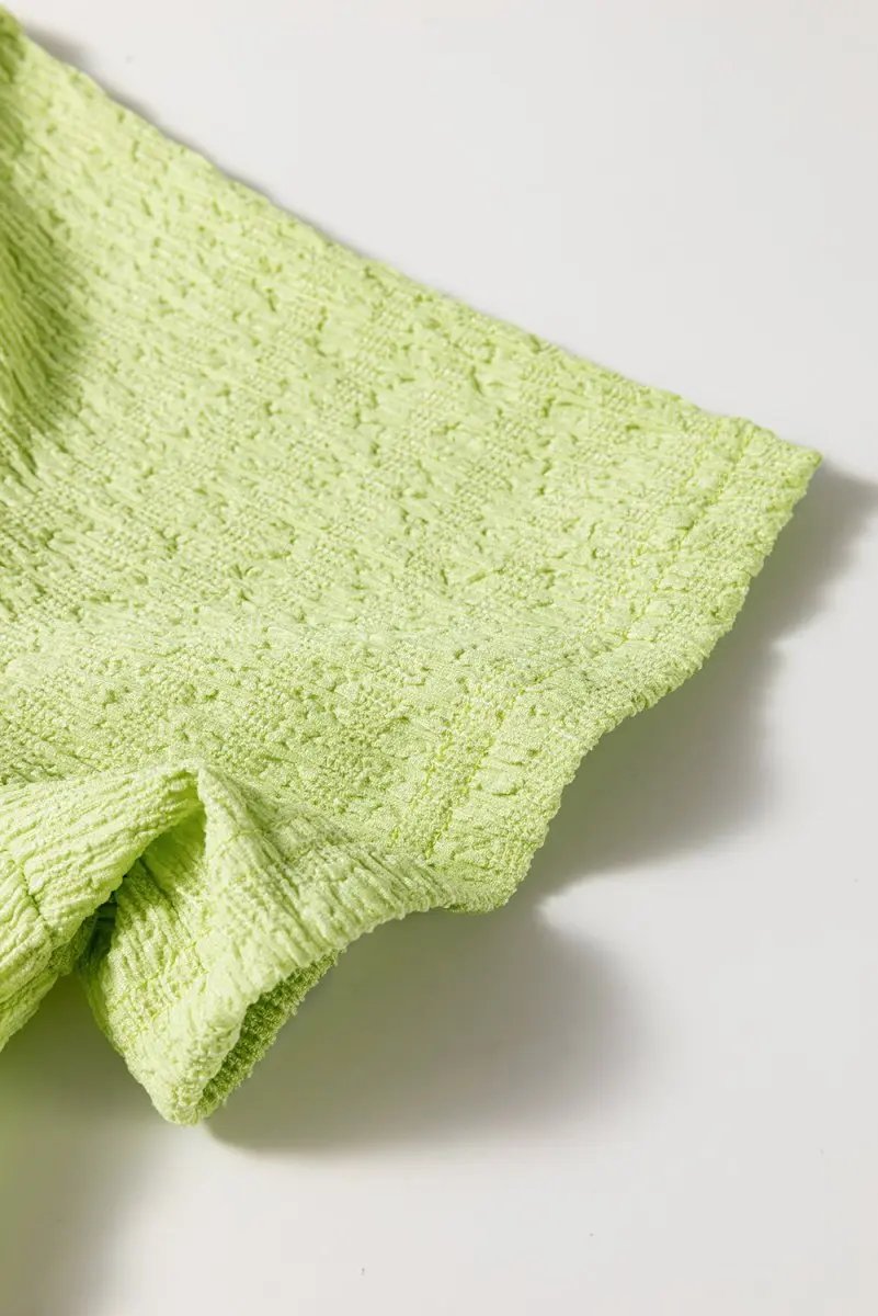 Meadow Mist Green Textured Short Sleeve Pocket Romper - Love Salve 