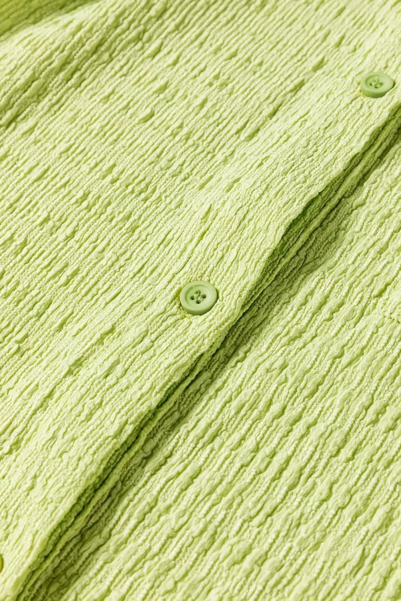 Meadow Mist Green Textured Short Sleeve Pocket Romper - Love Salve 