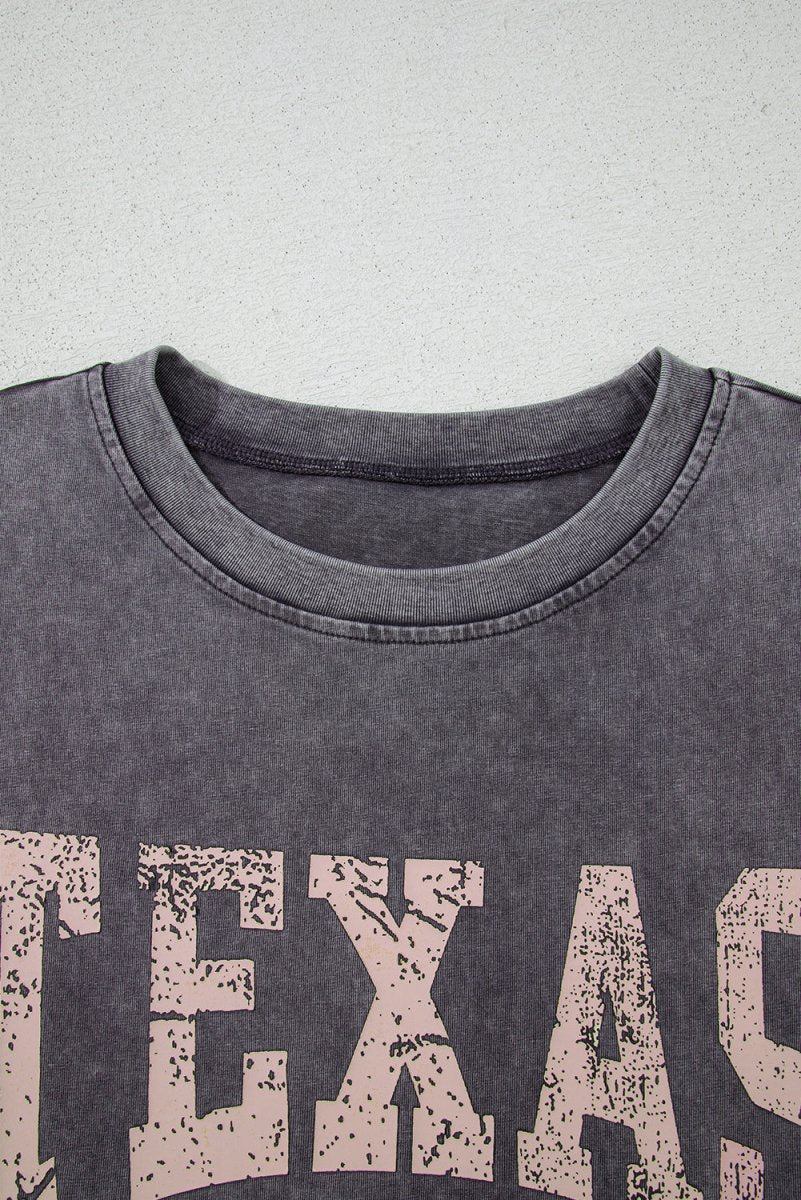 Medium Grey TEXAS Steer Head Graphic Mineral Wash T Shirt - Love Salve 