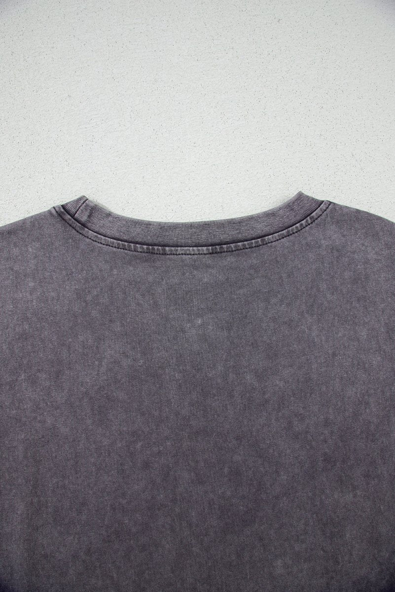 Medium Grey TEXAS Steer Head Graphic Mineral Wash T Shirt - Love Salve 