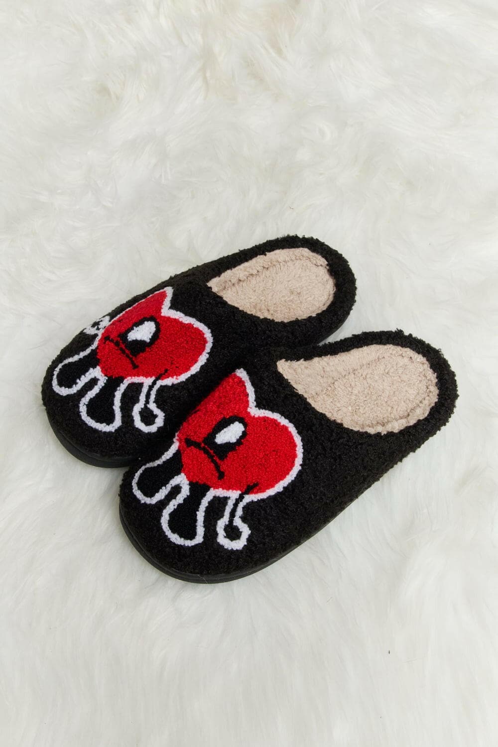 Melody Love Heart Print Plush Slippers - Love Salve