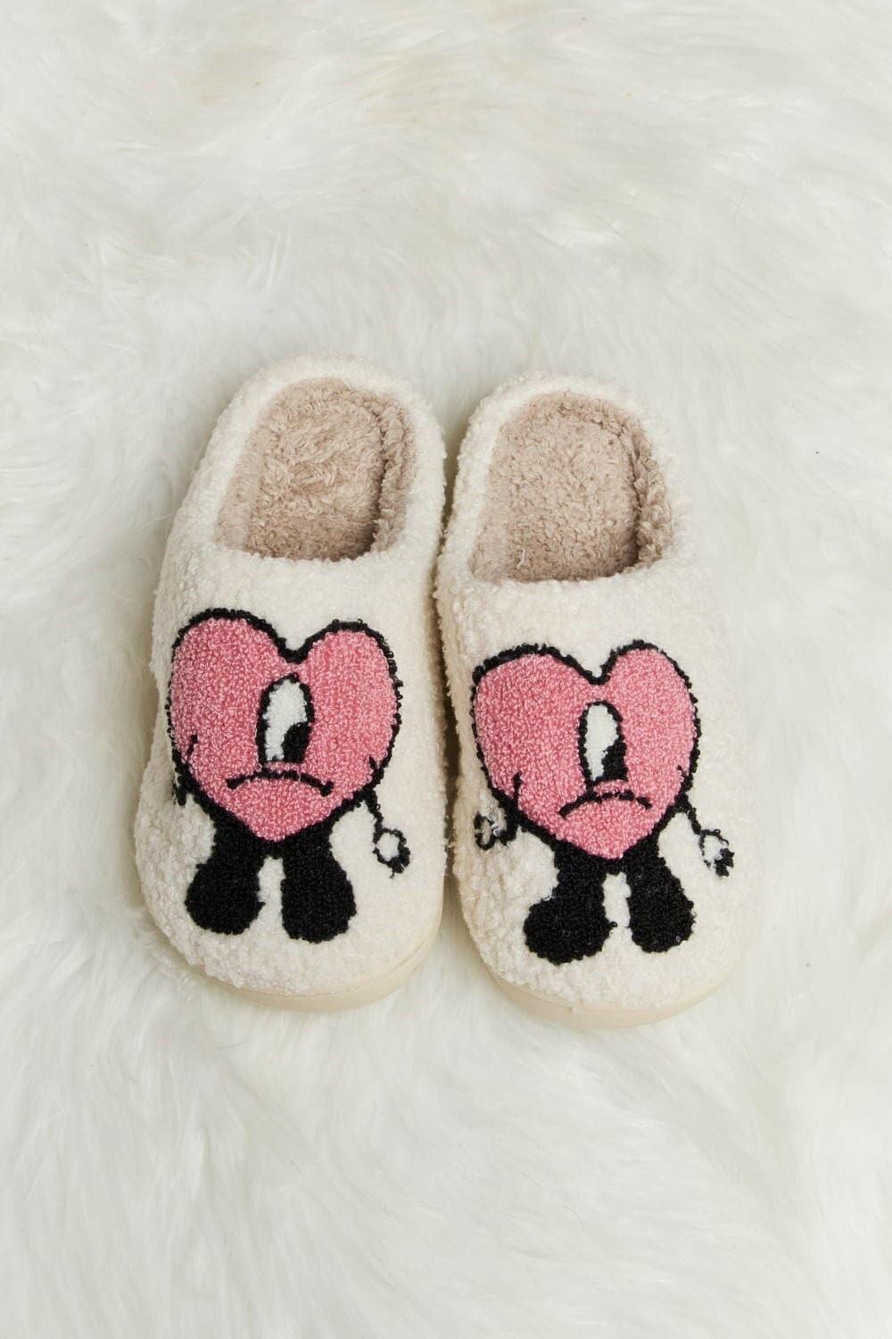 Melody Love Heart Print Plush Slippers - Love Salve