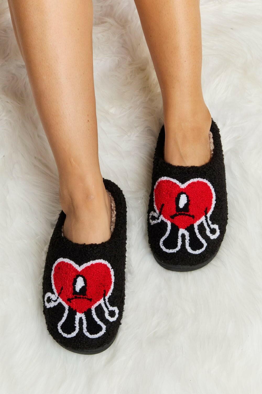 Melody Love Heart Print Plush Slippers - Love Salve