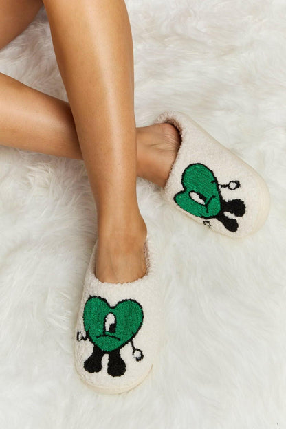 Melody Love Heart Print Plush Slippers - Love Salve