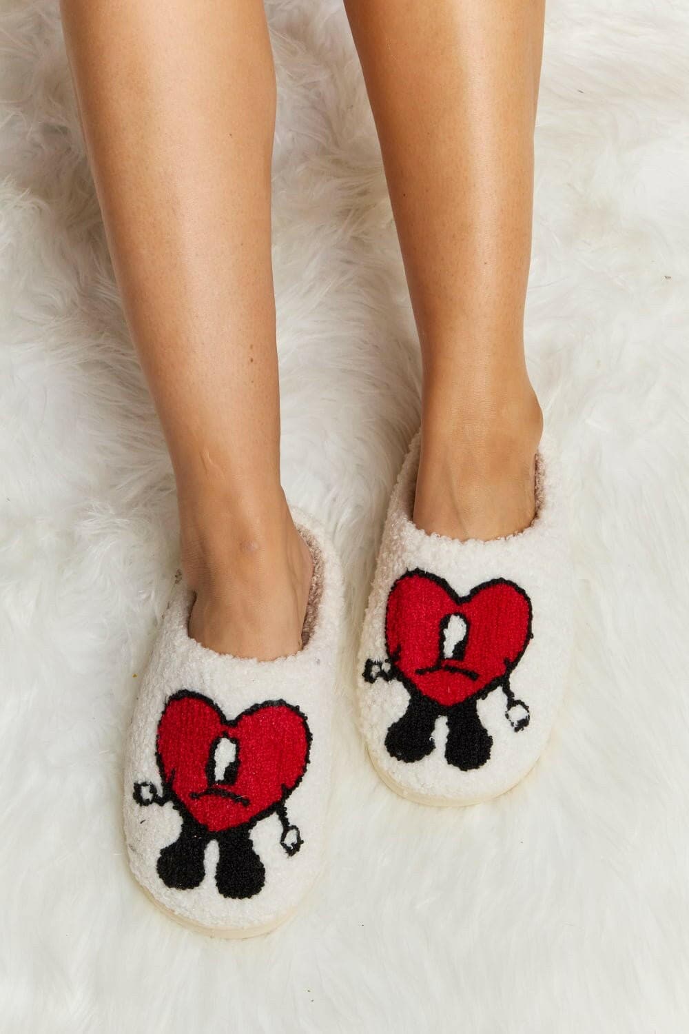 Melody Love Heart Print Plush Slippers - Love Salve