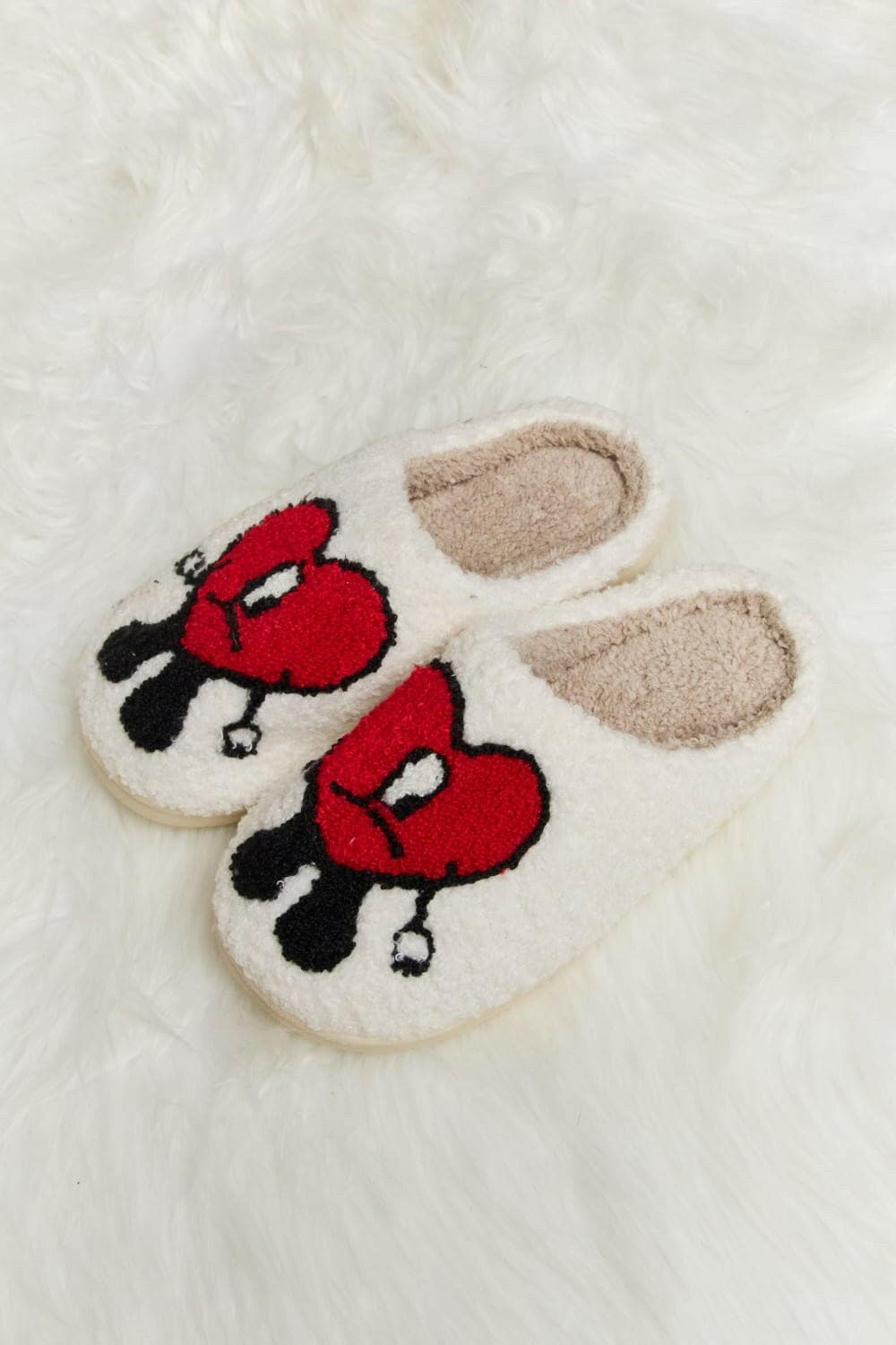 Melody Love Heart Print Plush Slippers - Love Salve