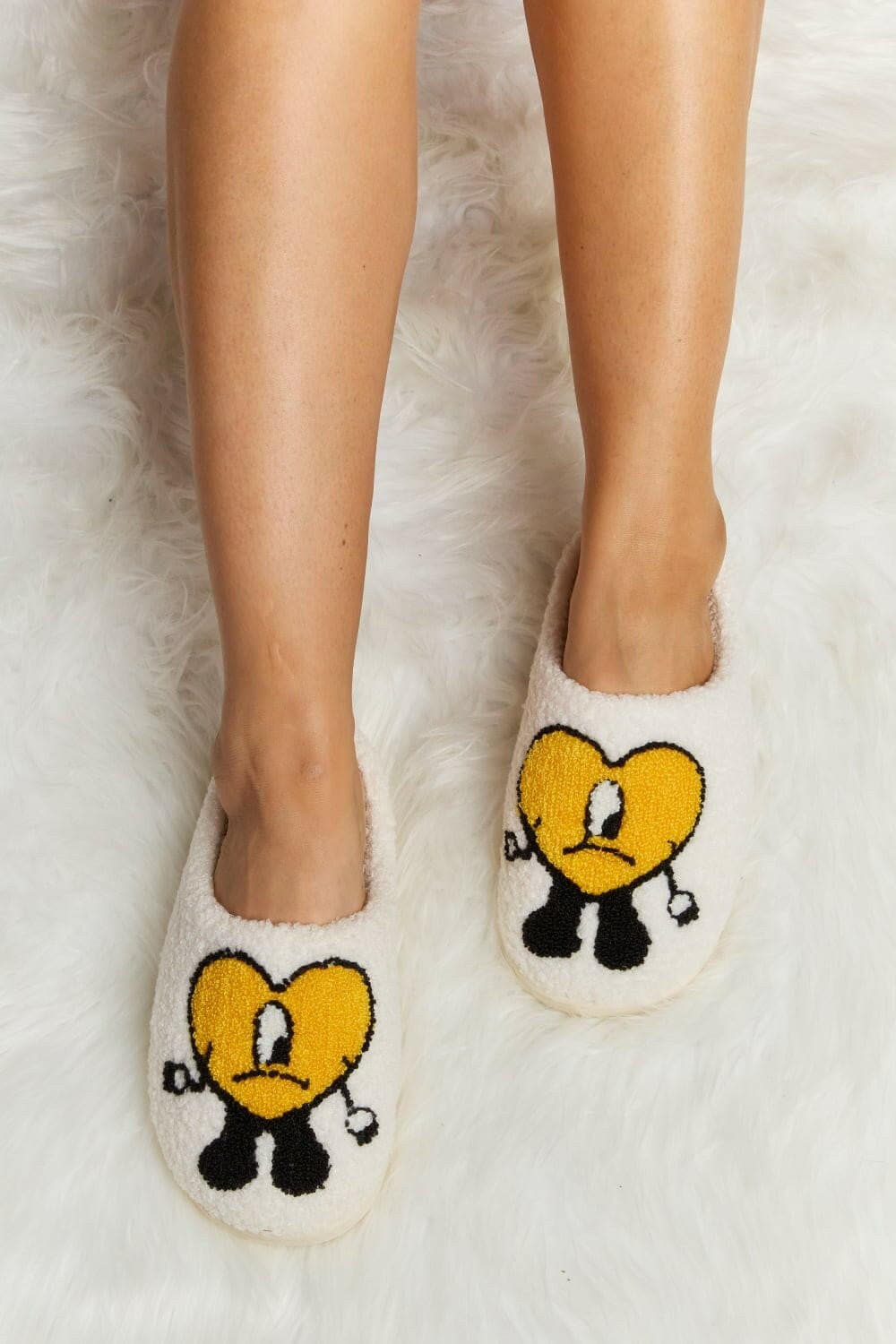 Melody Love Heart Print Plush Slippers - Love Salve