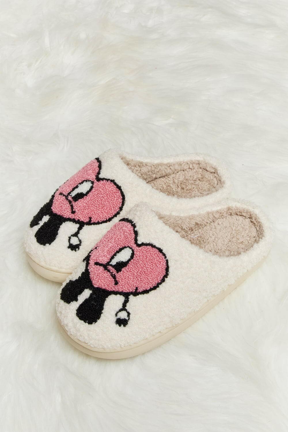 Melody Love Heart Print Plush Slippers - Love Salve