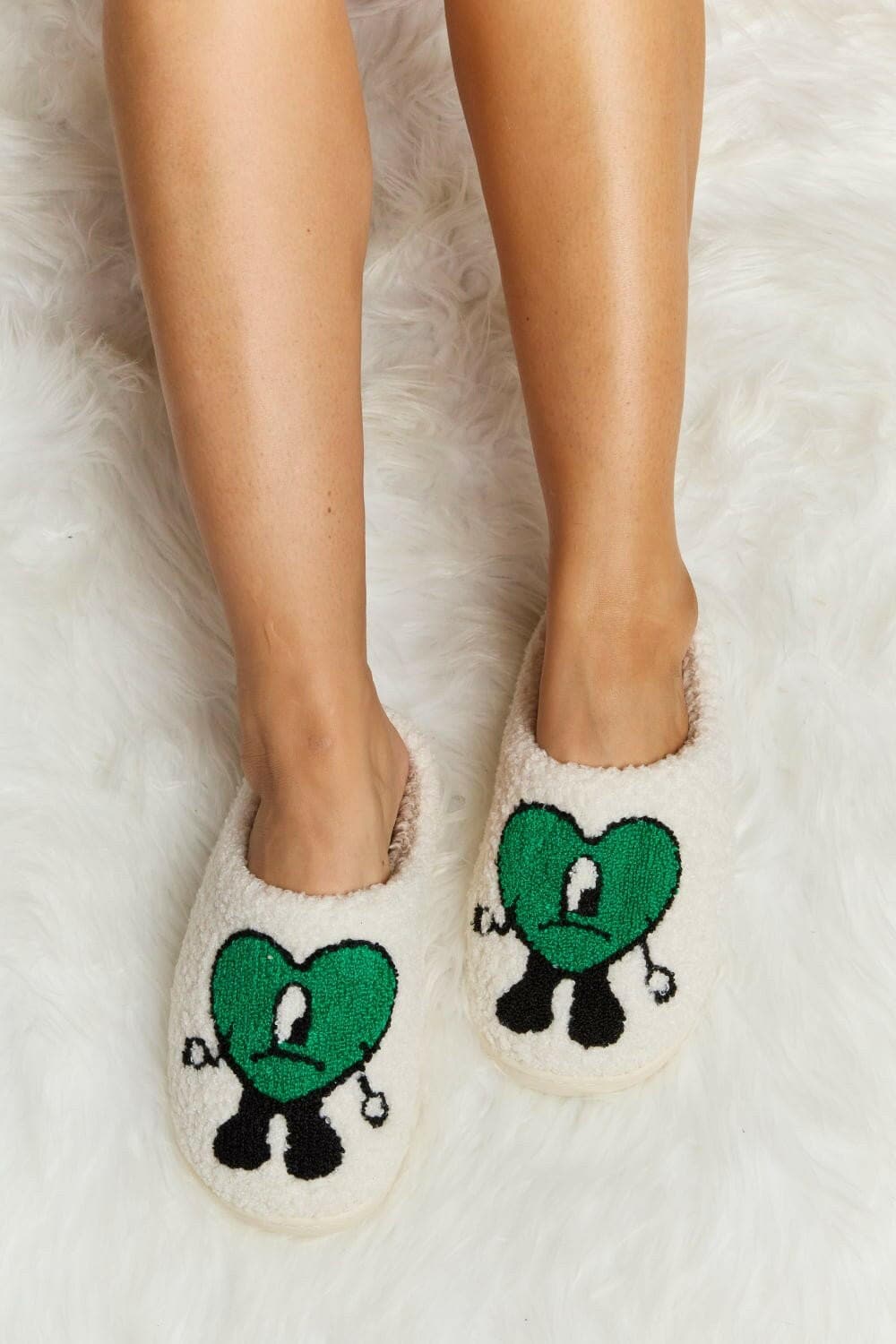 Melody Love Heart Print Plush Slippers - Love Salve