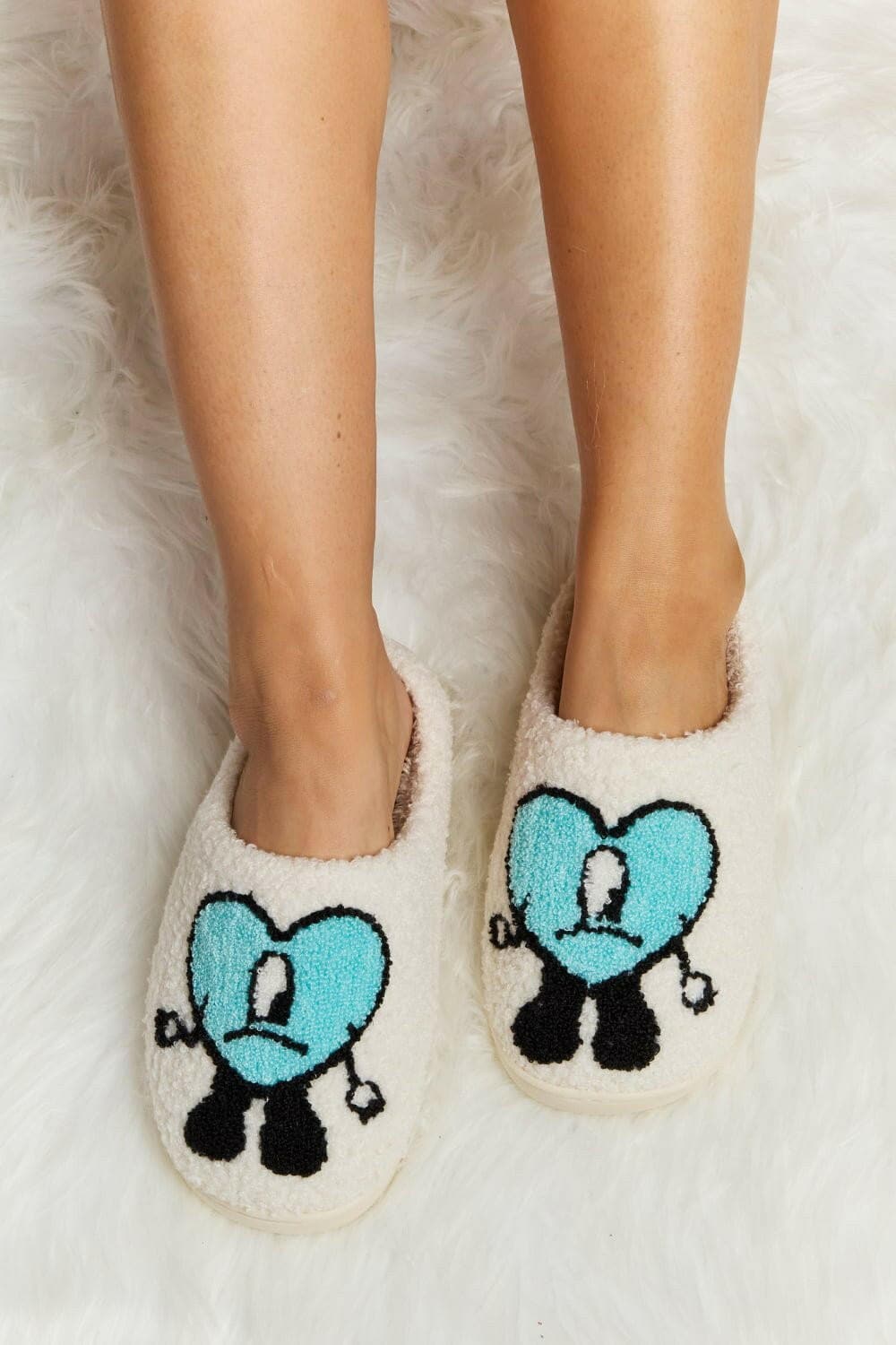 Melody Love Heart Print Plush Slippers - Love Salve