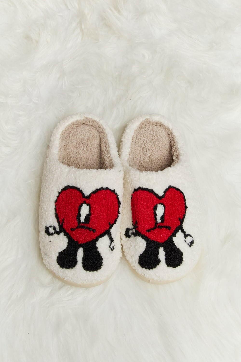 Melody Love Heart Print Plush Slippers - Love Salve