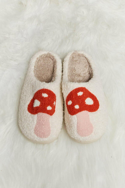 Melody Mushroom Print Plush Slide Slippers - Love Salve