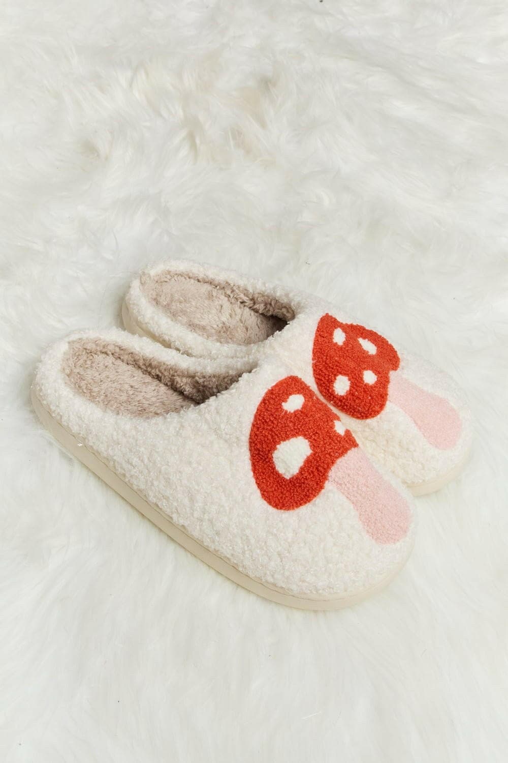 Melody Mushroom Print Plush Slide Slippers - Love Salve