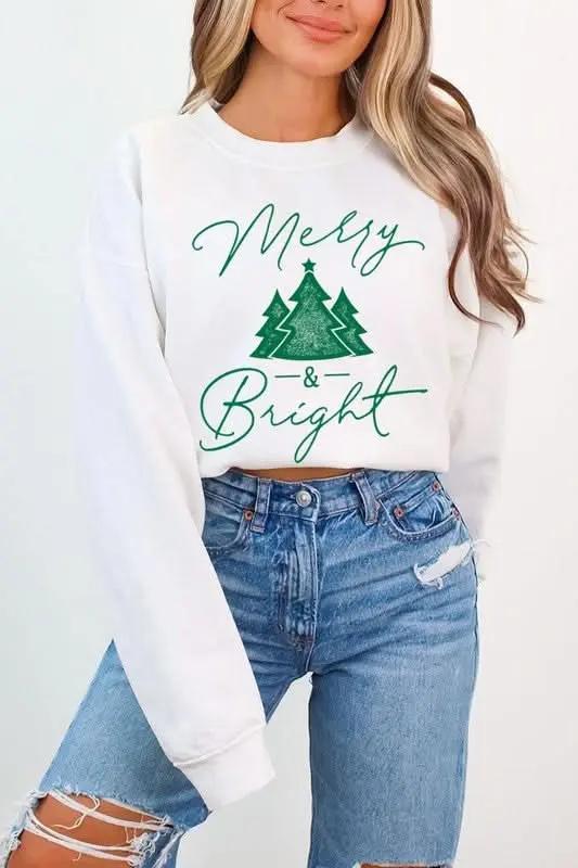 Merry & Bright Graphic Fleece Sweatshirts - Love Salve 