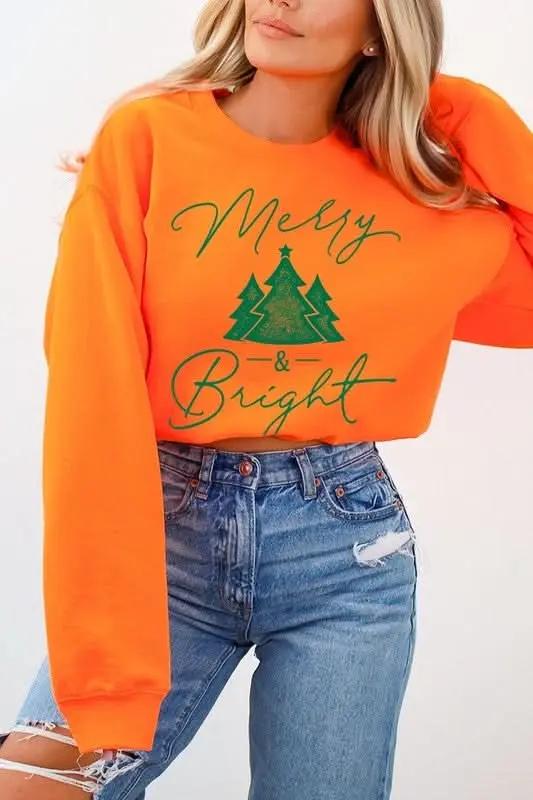 Merry & Bright Graphic Fleece Sweatshirts - Love Salve 