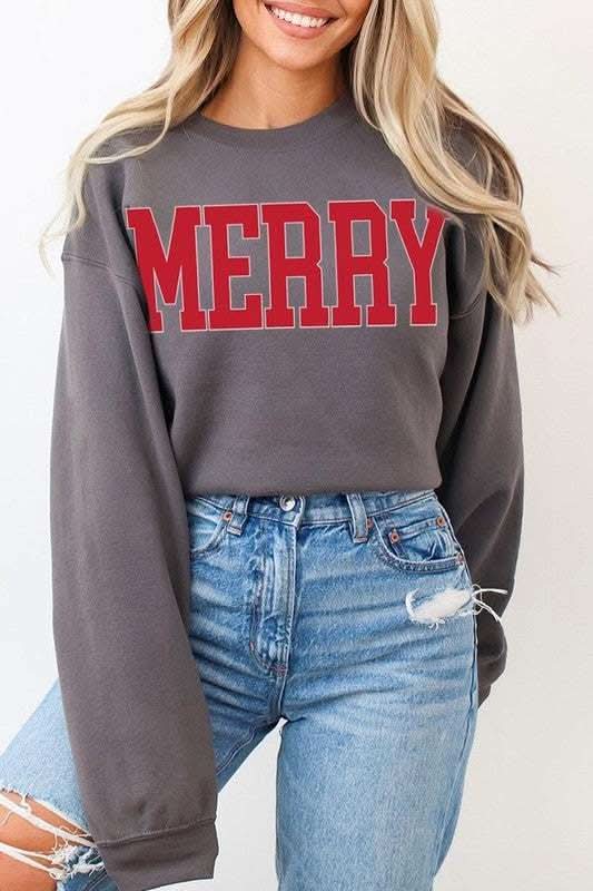 Merry Graphic Fleece Sweatshirts - Love Salve 