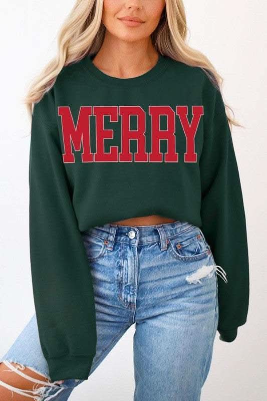 Merry Graphic Fleece Sweatshirts - Love Salve 