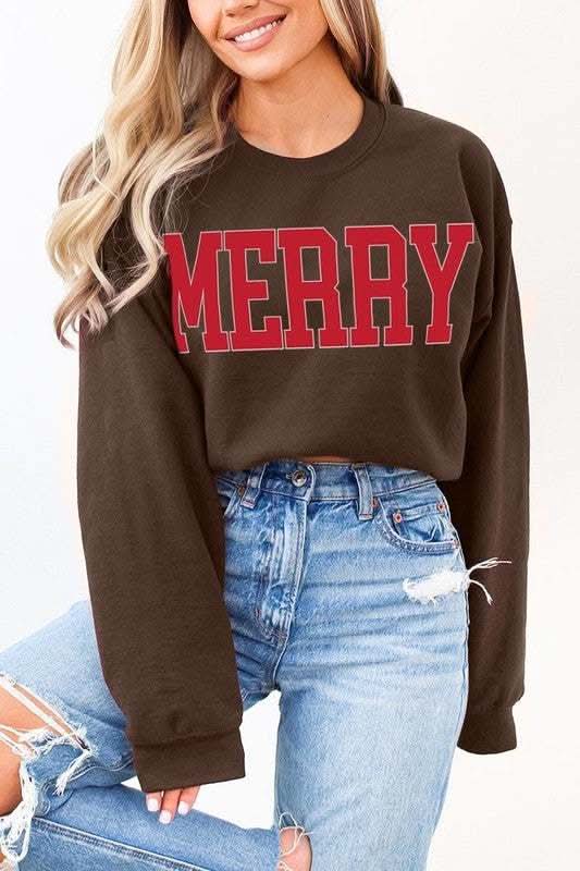 Merry Graphic Fleece Sweatshirts - Love Salve 