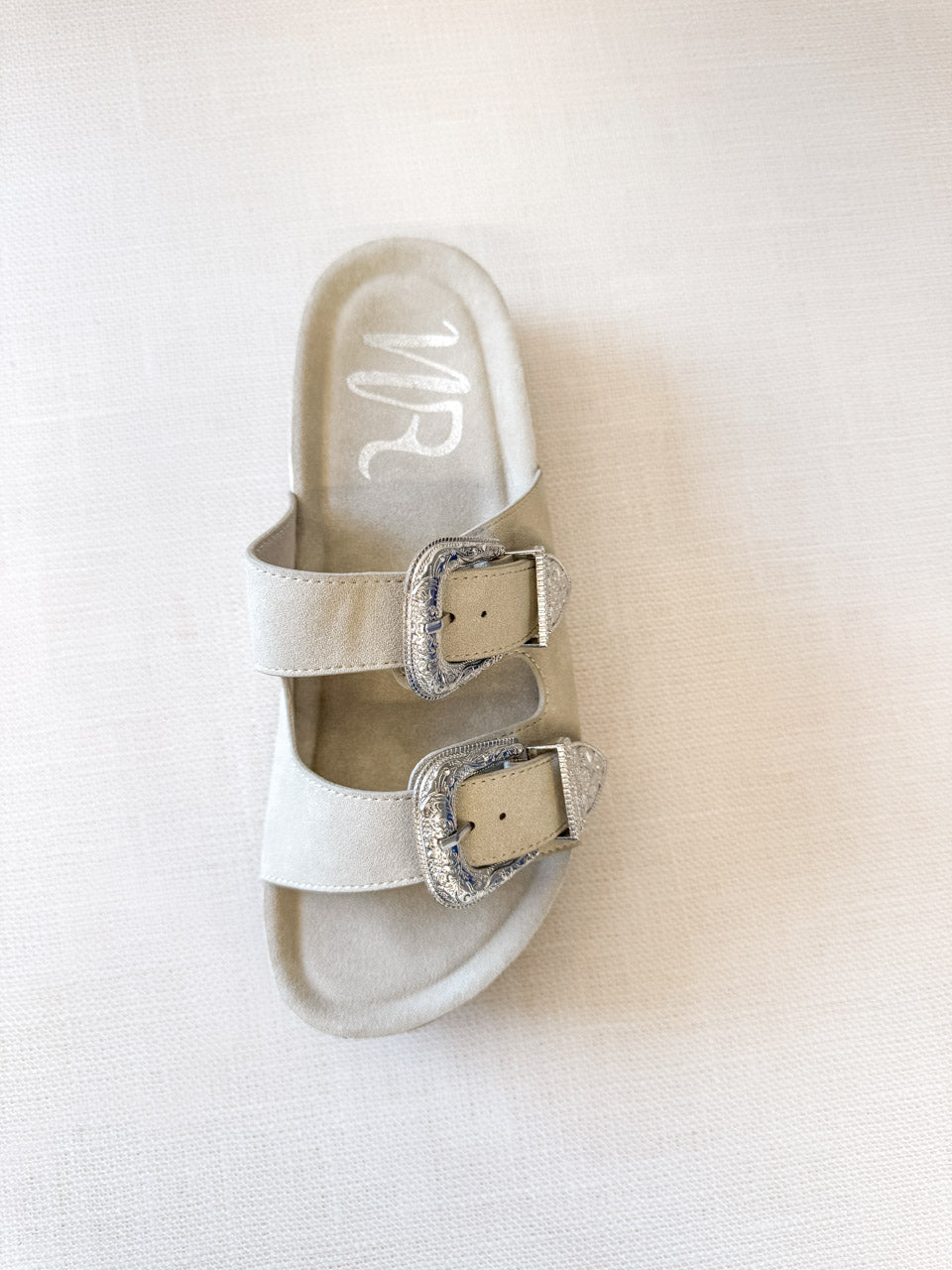 Mickie Cream Western Slides With Adjustable Buckle Straps Naughty Monkey