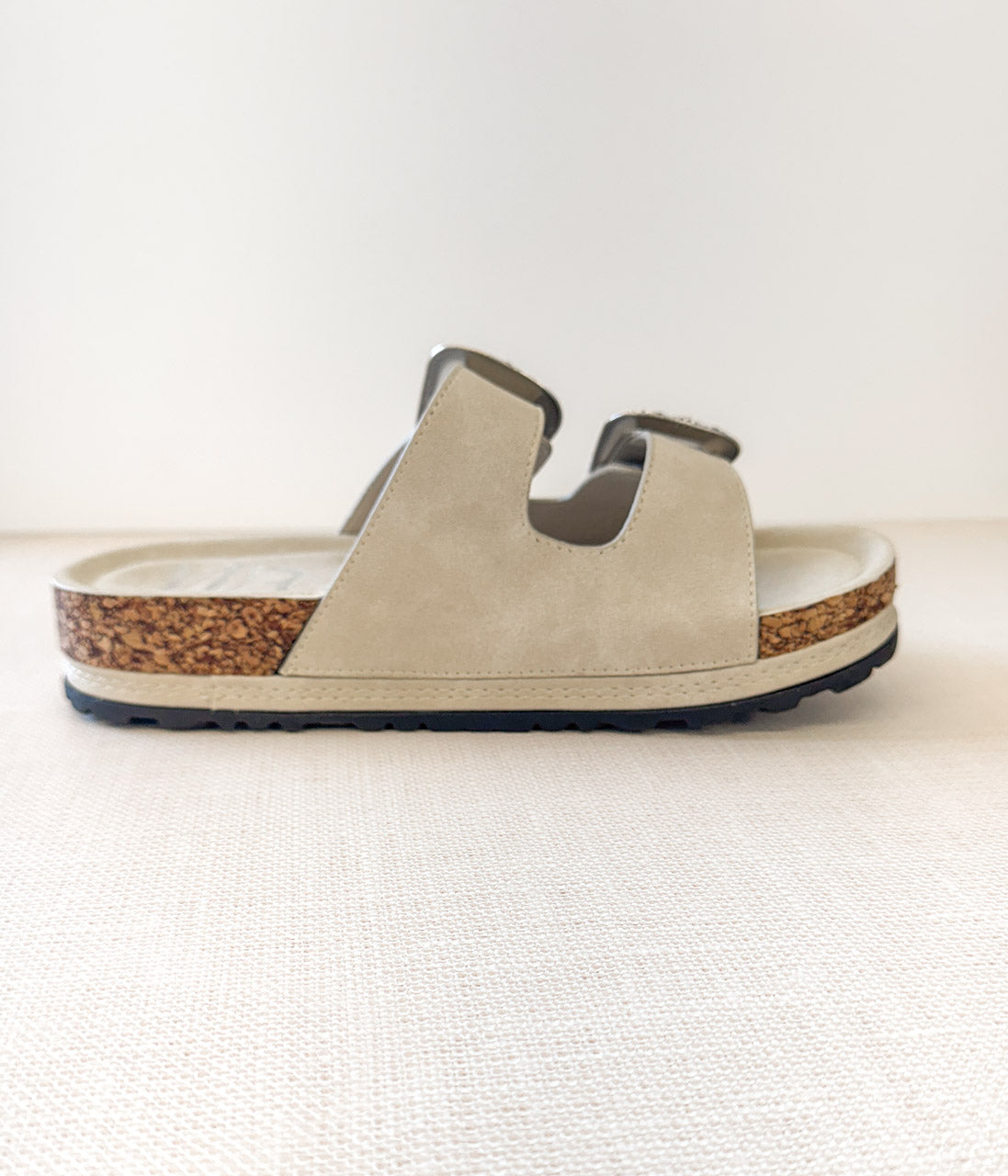 Mickie Cream Western Slides With Adjustable Buckle Straps Naughty Monkey