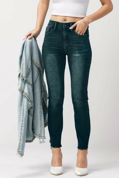 Mid-Rise Waist Skinny Jeans with Pockets - Love Salve