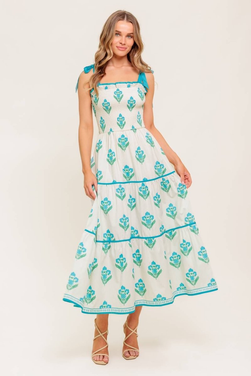 MIDNIGHT BOTANICA WOVEN MIDI DRESS - Love Salve