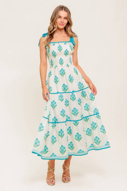 MIDNIGHT BOTANICA WOVEN MIDI DRESS - Love Salve 