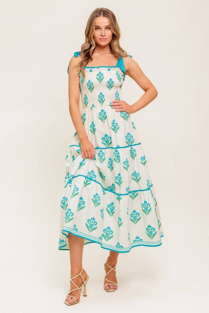 MIDNIGHT BOTANICA WOVEN MIDI DRESS - Love Salve 