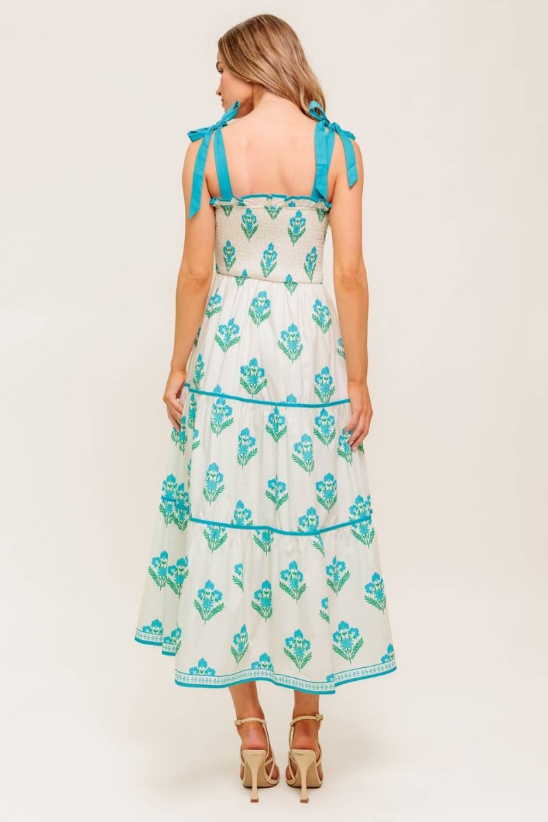 MIDNIGHT BOTANICA WOVEN MIDI DRESS - Love Salve 