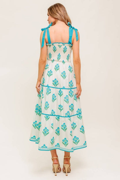 MIDNIGHT BOTANICA WOVEN MIDI DRESS - Love Salve 