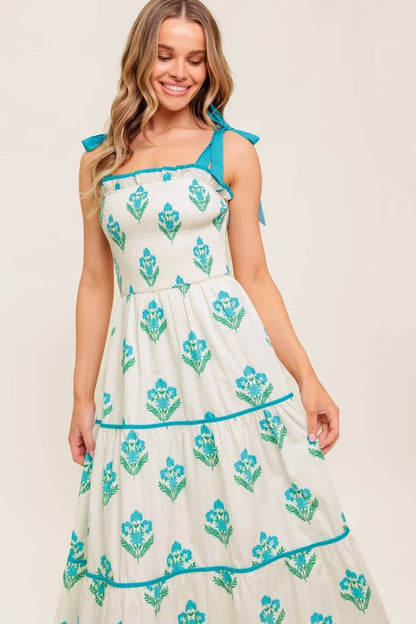 MIDNIGHT BOTANICA WOVEN MIDI DRESS - Love Salve 