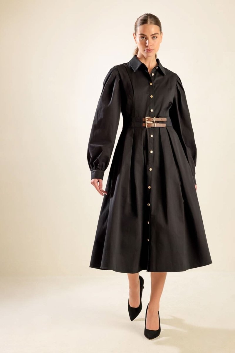 MIDNIGHT MASQUERADE WOVEN MIDI DRESS - Love Salve