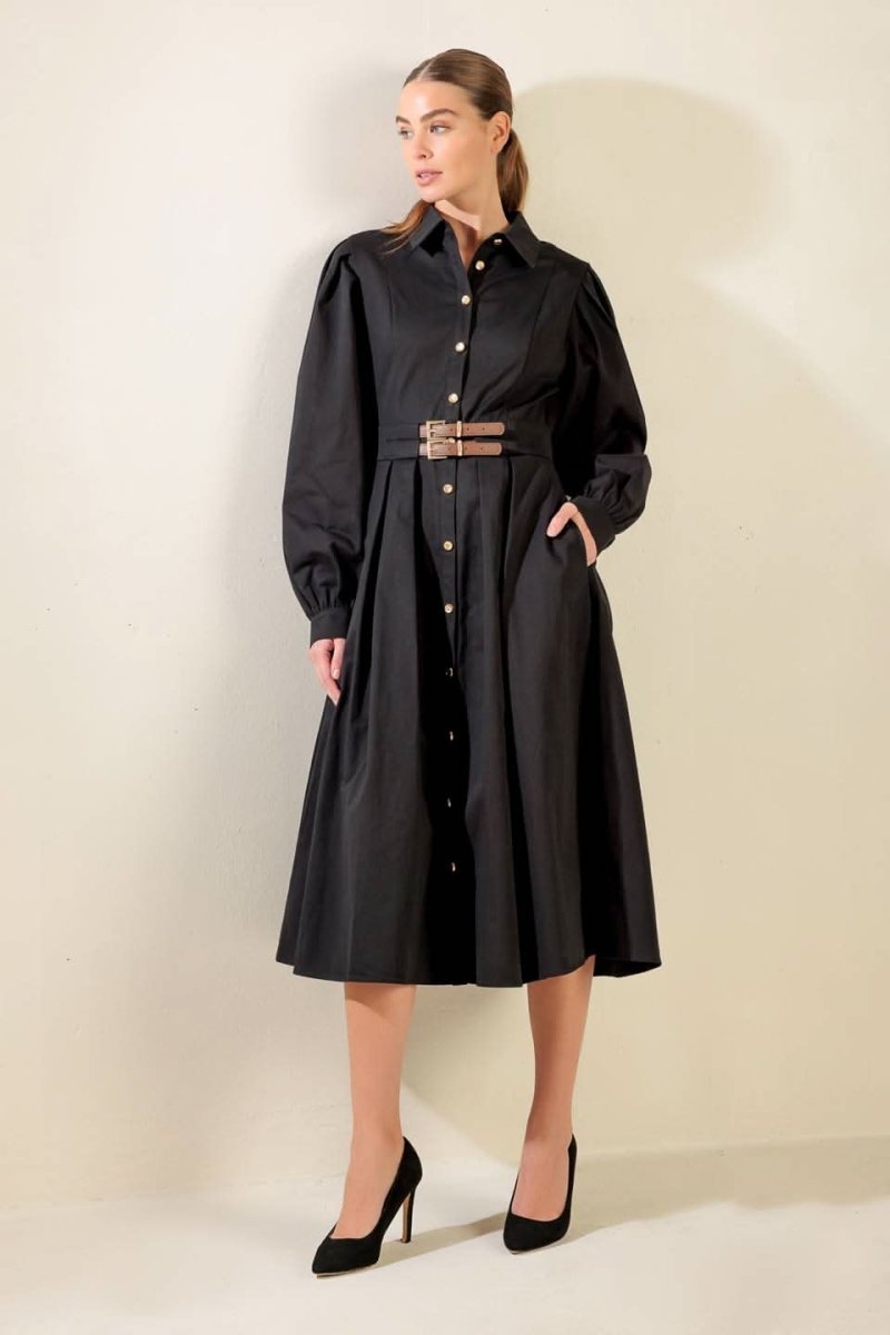 MIDNIGHT MASQUERADE WOVEN MIDI DRESS - Love Salve