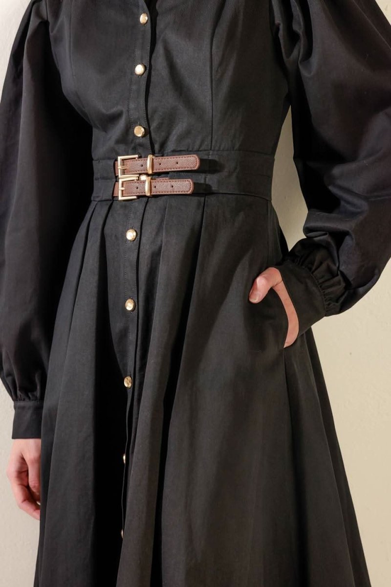 MIDNIGHT MASQUERADE WOVEN MIDI DRESS - Love Salve