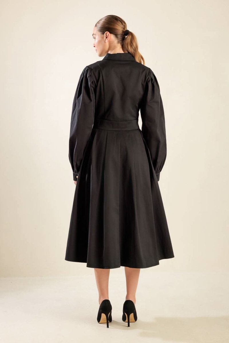 MIDNIGHT MASQUERADE WOVEN MIDI DRESS - Love Salve
