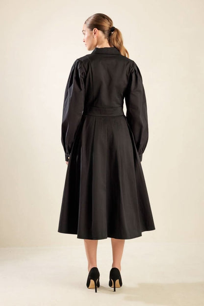 MIDNIGHT MASQUERADE WOVEN MIDI DRESS - Love Salve