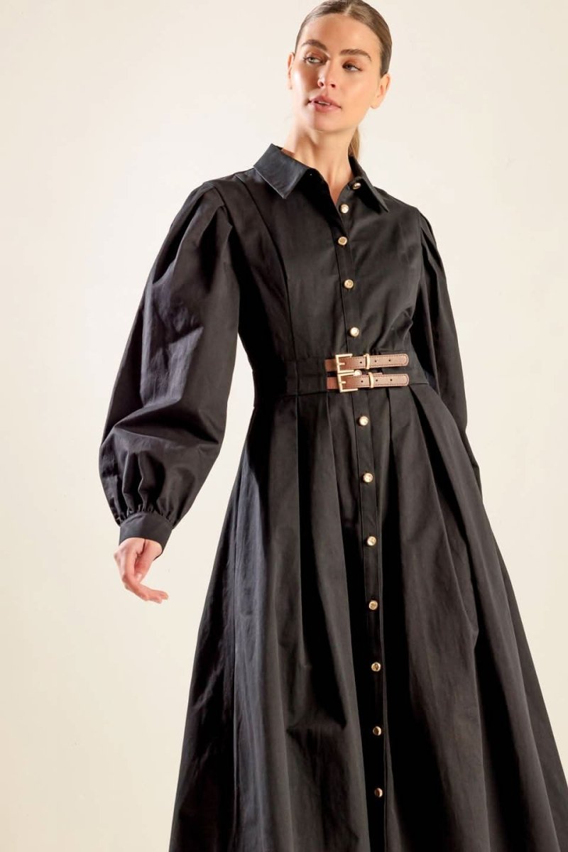 MIDNIGHT MASQUERADE WOVEN MIDI DRESS - Love Salve