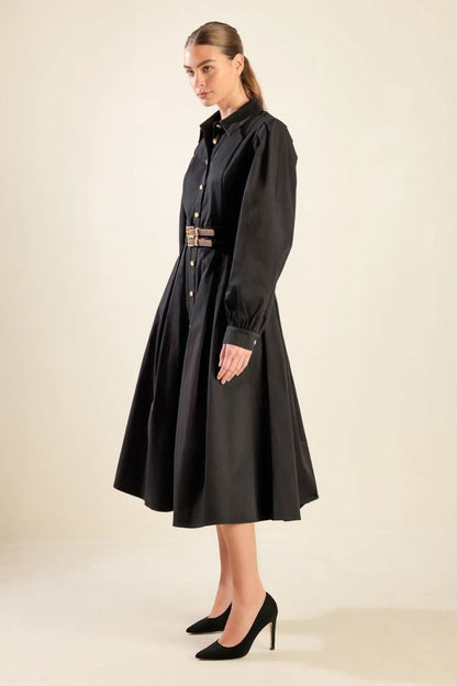 MIDNIGHT MASQUERADE WOVEN MIDI DRESS - Love Salve