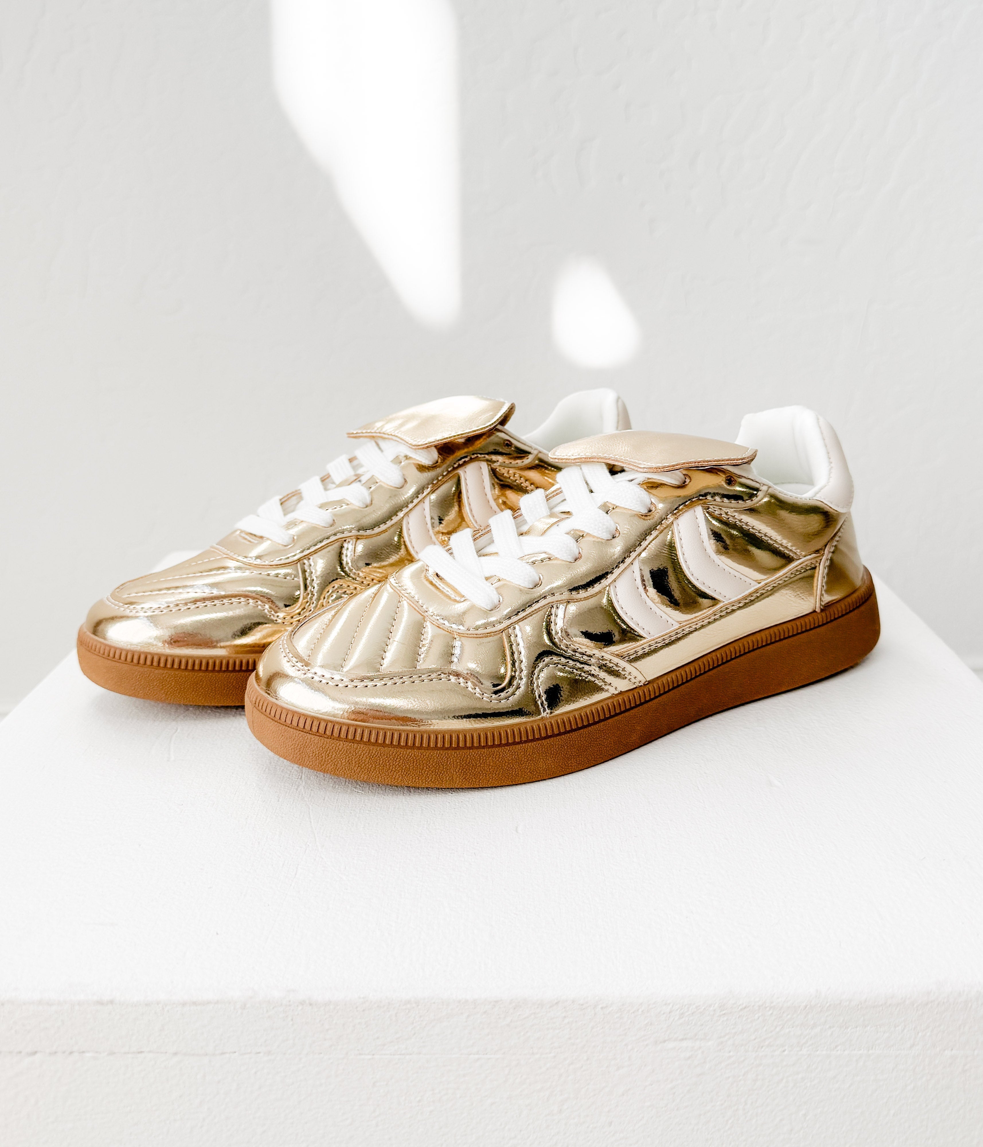 Gold Milan Metallic Sneaker With Ultra Padded Comfort Naughty Monkey