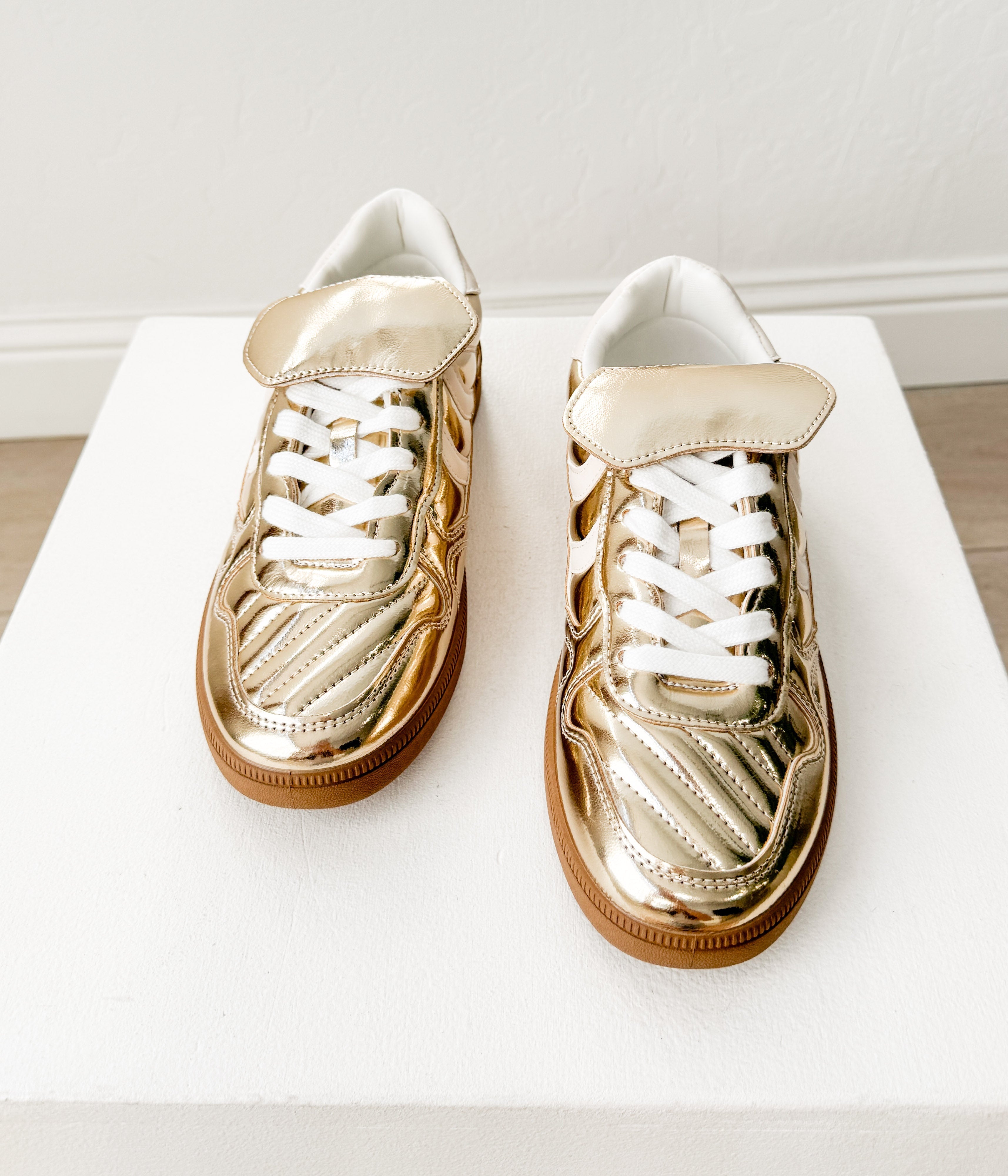 Gold Milan Metallic Sneaker With Ultra Padded Comfort Naughty Monkey