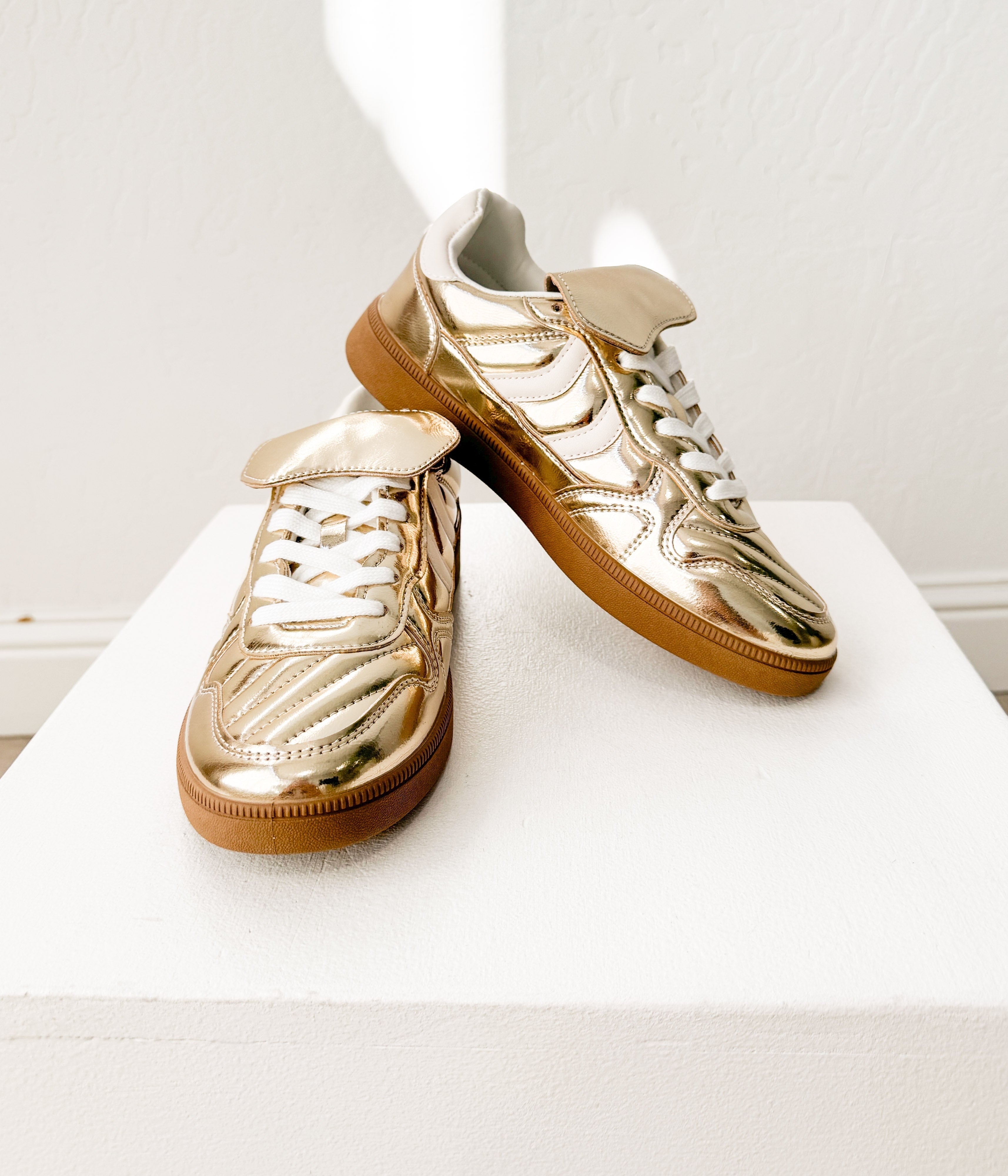 Gold Milan Metallic Sneaker With Ultra Padded Comfort Naughty Monkey