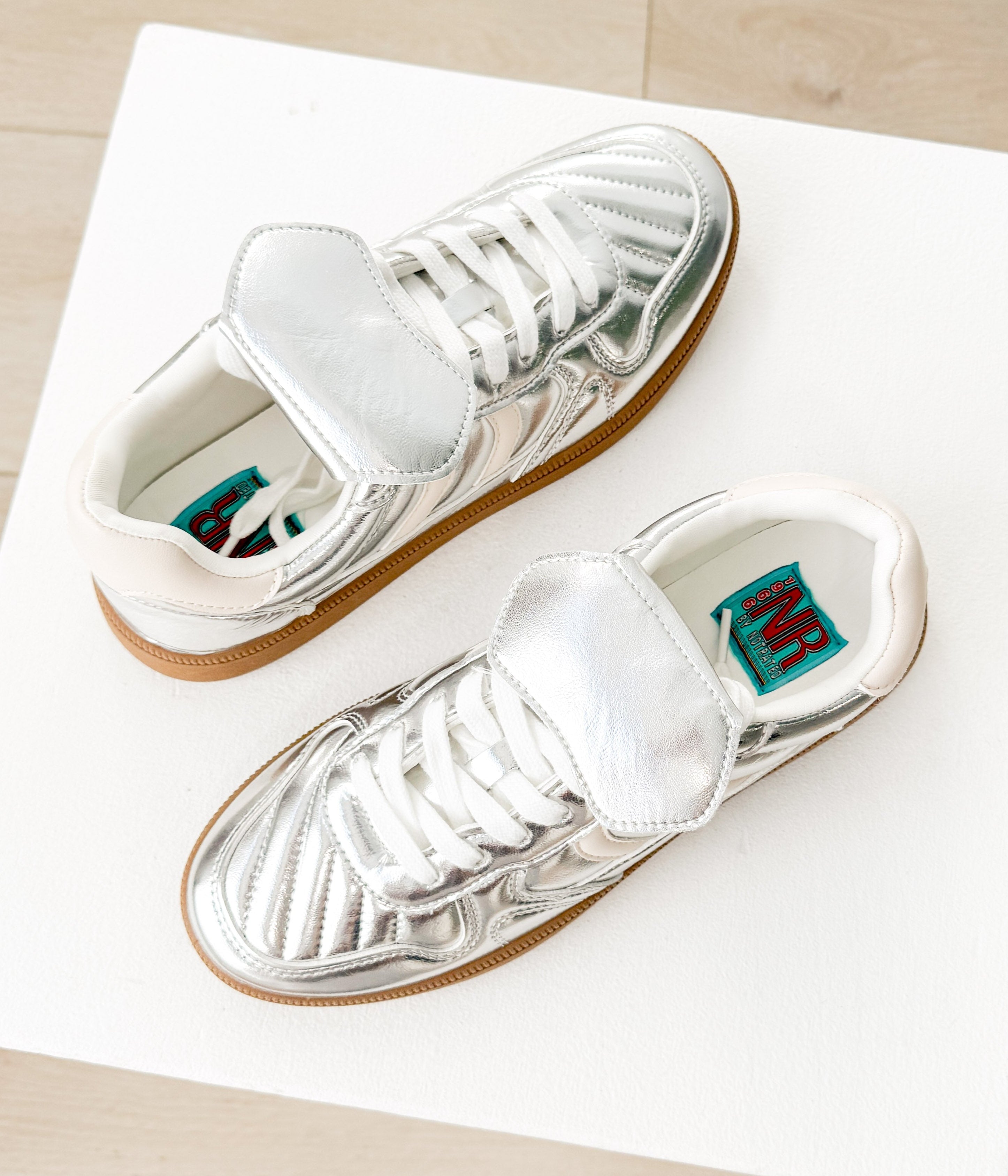 Milan Metallic Silver Low Top Sneaker With Padded Footbed Naughty Monkey