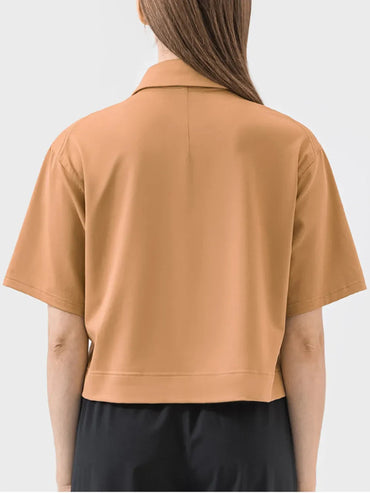 Millennia Half Button Short Sleeve Active T-Shirt for Women - Love Salve 