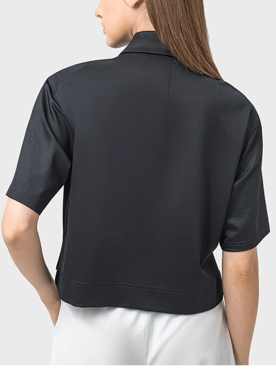 Millennia Half Button Short Sleeve Active T-Shirt for Women - Love Salve 